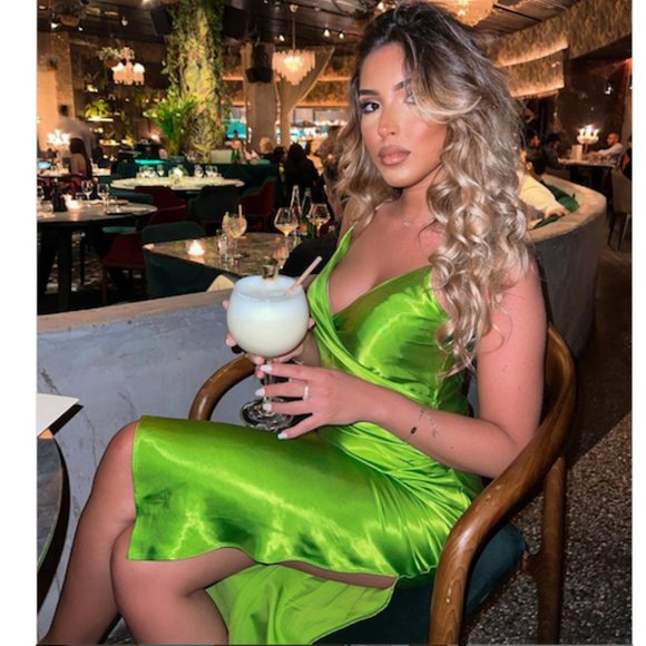 BLOGGER'S FAVE! Zara Greenish Satin Effect Slip Dress Sz S, M NWT - Picture 8 of 14